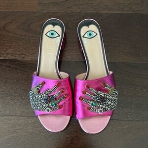 Gucci Wangy Embellished Slide Sandal 37.5